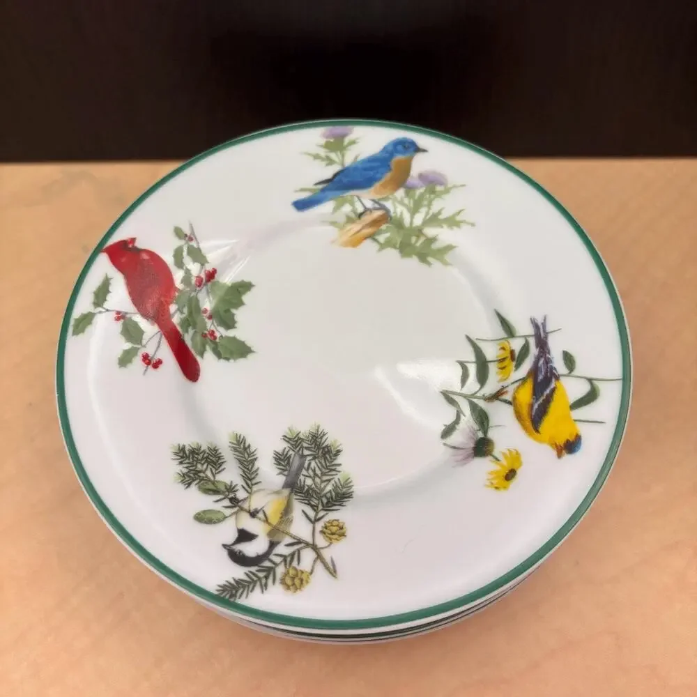Vintage National Wildlife Federation WFE3 Songbirds Flat Cup & Saucer Set (4)